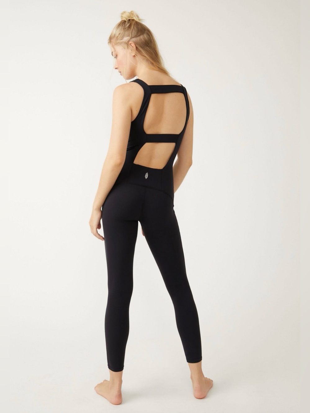 Free People Movement Never Better Strappy Back Jumpsuit Medium Black
